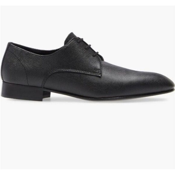 New BP. Albert Plain Toe Derby In Black leather Saffiano OrthoLite size 10M - Picture 2 of 8